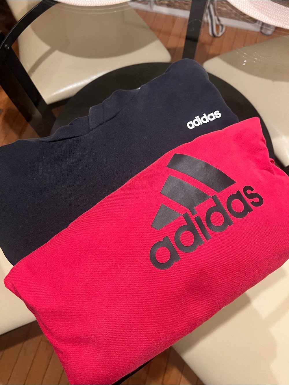 Two Adidas Hoodies - Men's 2XL Black & Red